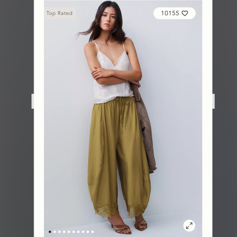 By Anthropologie Reverie Lace Trim Tapered Pants